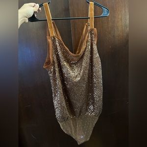 Free People - Shimmer & Shine Sequin Bodysuit in copper. Brand NEW w/ tag unworn
